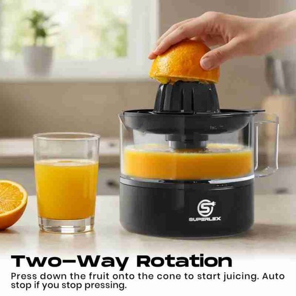 Citrus Juicer Dual Rotation 30W Motor 0.5L Container Pulp Filter Easy Clean Quiet Operation Home & Small Business Use Heat Resistant