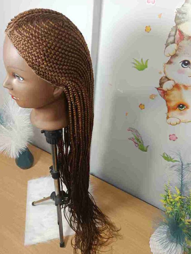 Medium Brown Micro Box Braids Long-Length Wig